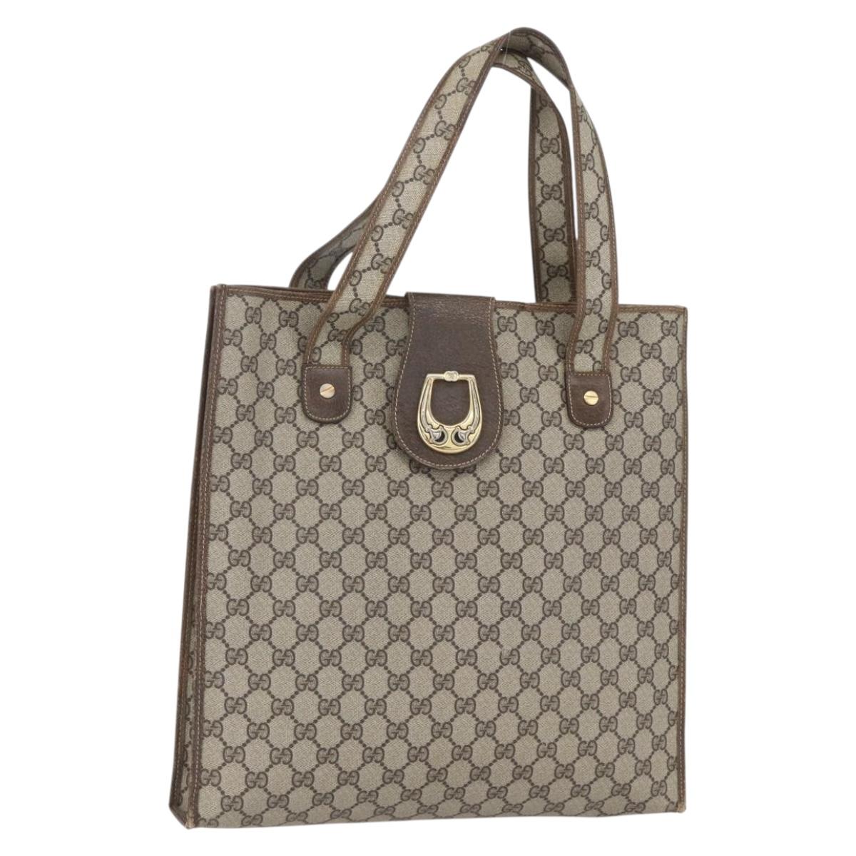 GUCCI GG Supreme Tote Bag PVC Beige Auth 156849