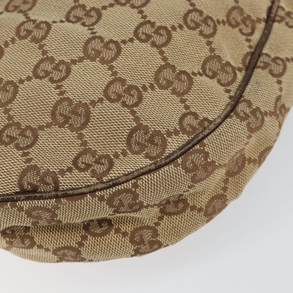 GUCCI GG Canvas Shoulder Bag Beige Silver 122790 Auth 156850