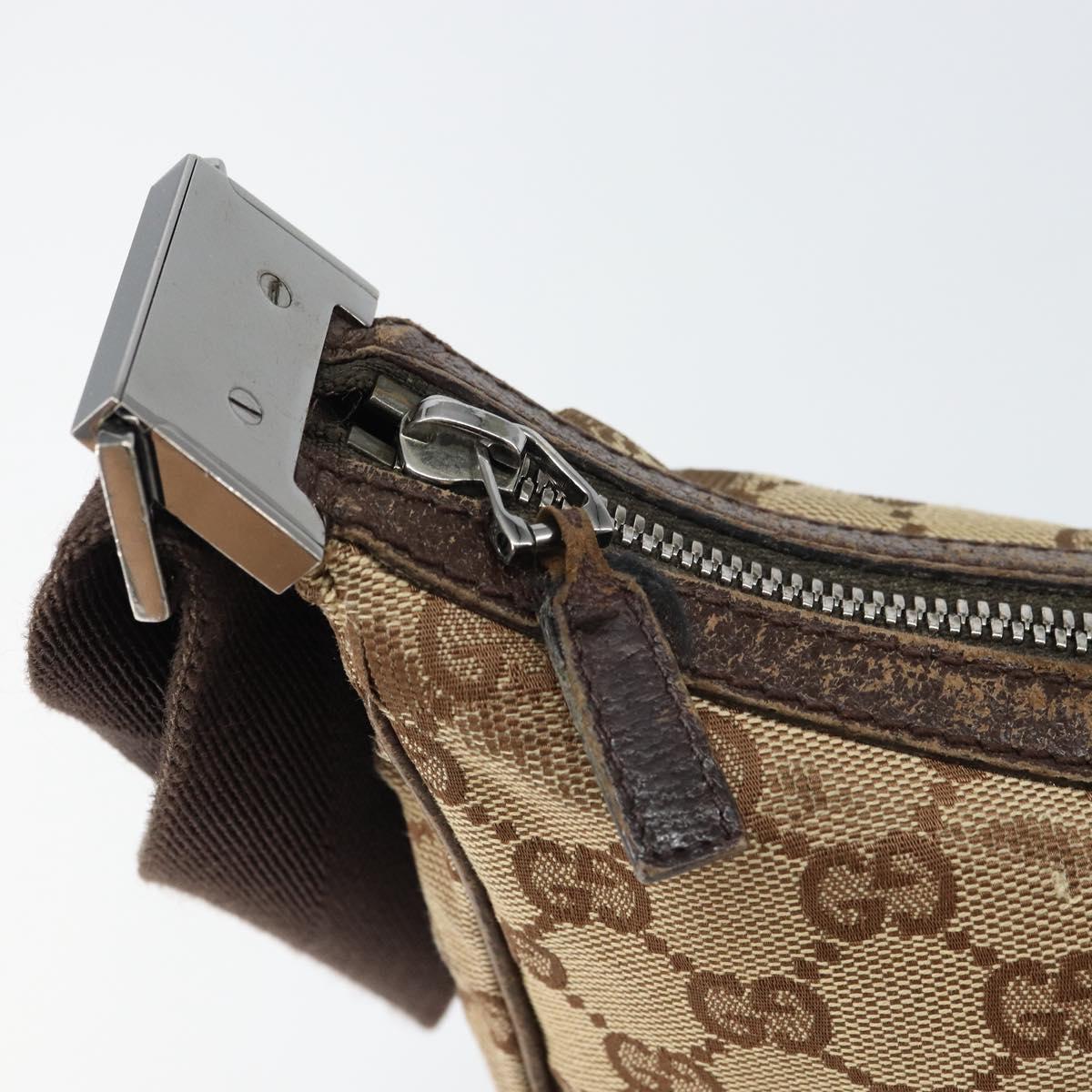 GUCCI GG Canvas Shoulder Bag Beige Silver 122790 Auth 156850