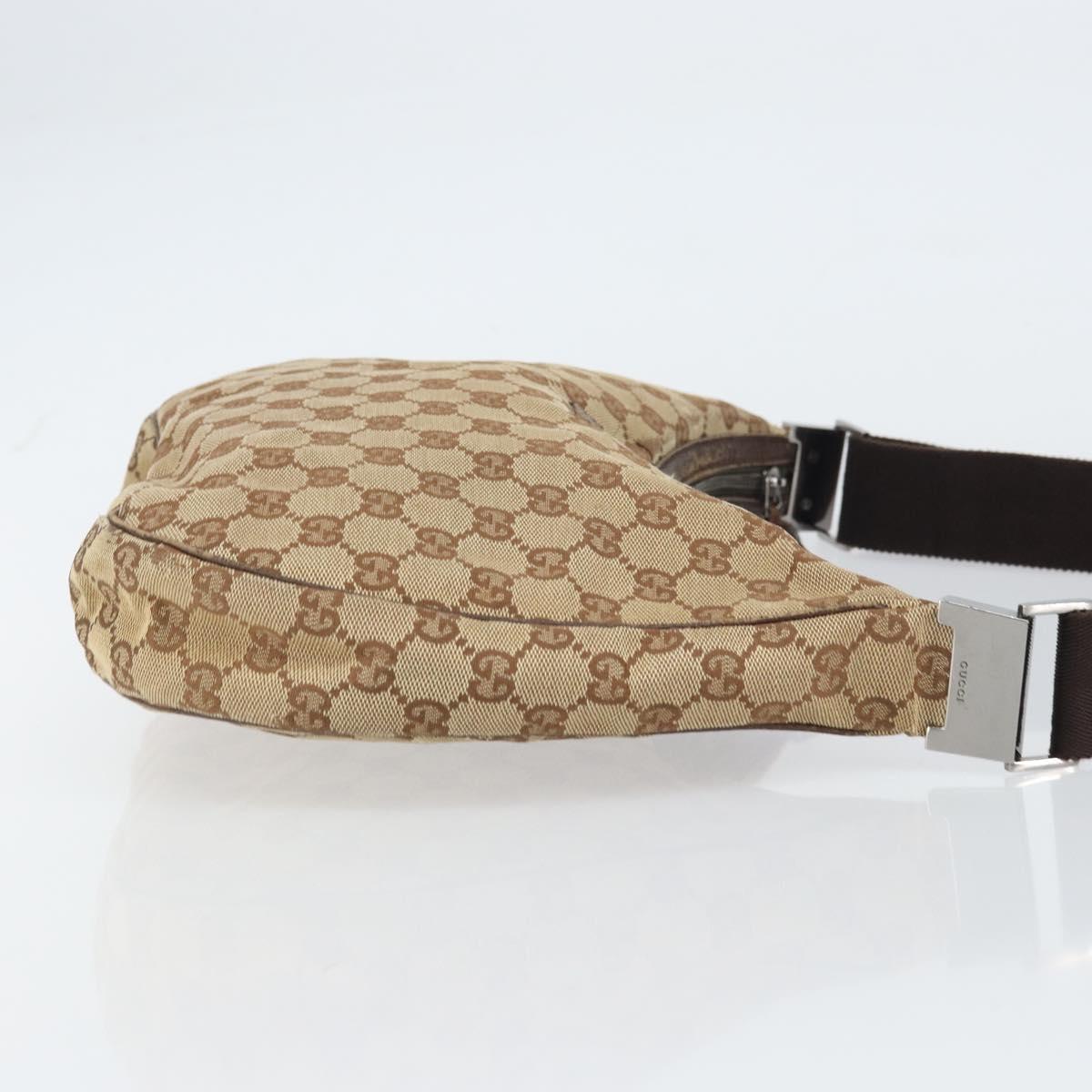 GUCCI GG Canvas Shoulder Bag Beige Silver 122790 Auth 156850