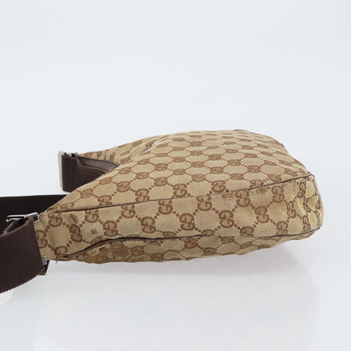 GUCCI GG Canvas Shoulder Bag Beige Silver 122790 Auth 156850