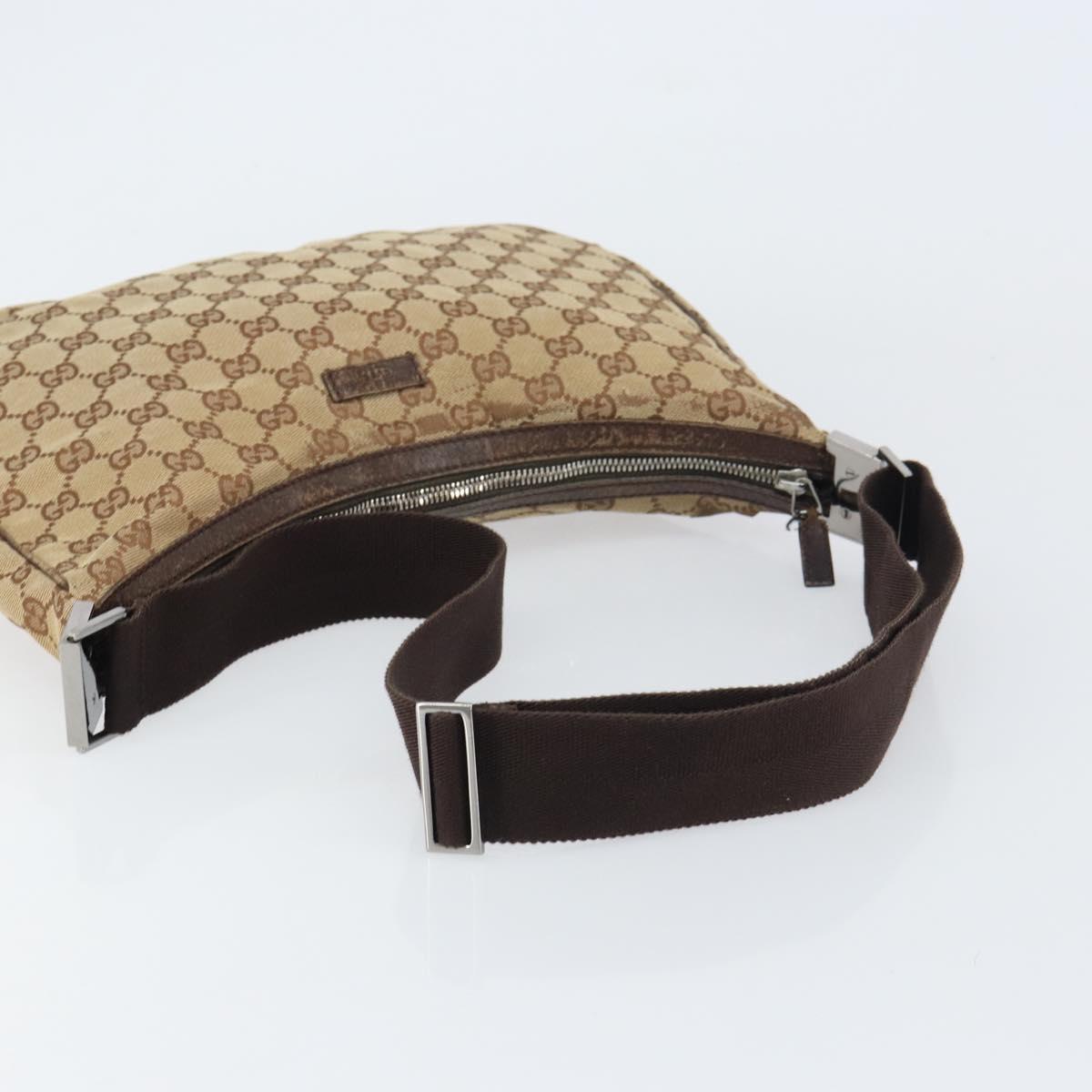GUCCI GG Canvas Shoulder Bag Beige Silver 122790 Auth 156850