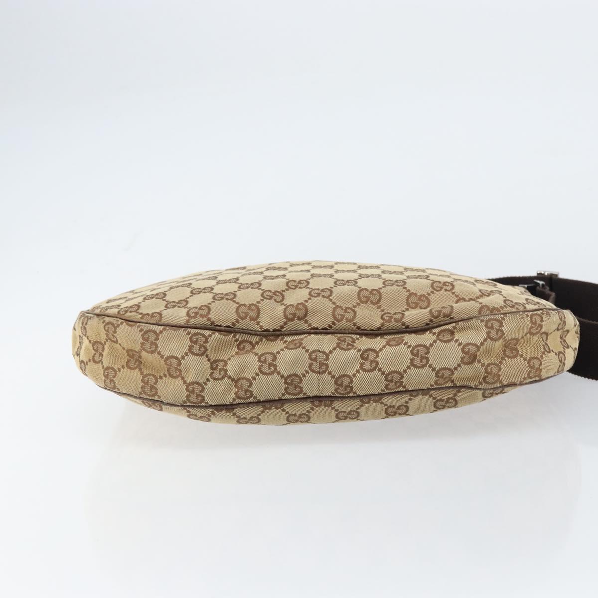 GUCCI GG Canvas Shoulder Bag Beige Silver 122790 Auth 156850