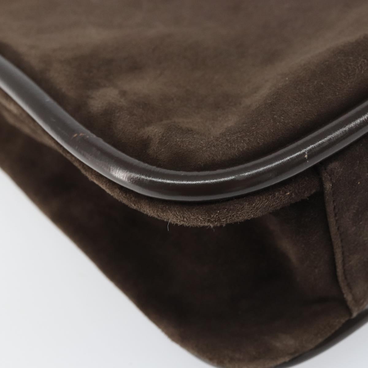 GUCCI Shoulder Bag Suede Brown Gold 000 2855 0550 0 Auth 156851