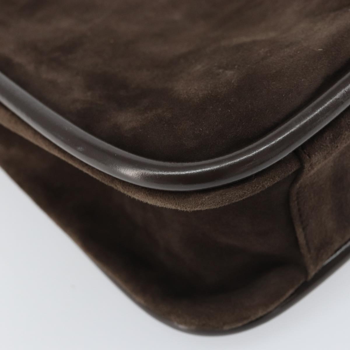 GUCCI Shoulder Bag Suede Brown Gold 000 2855 0550 0 Auth 156851