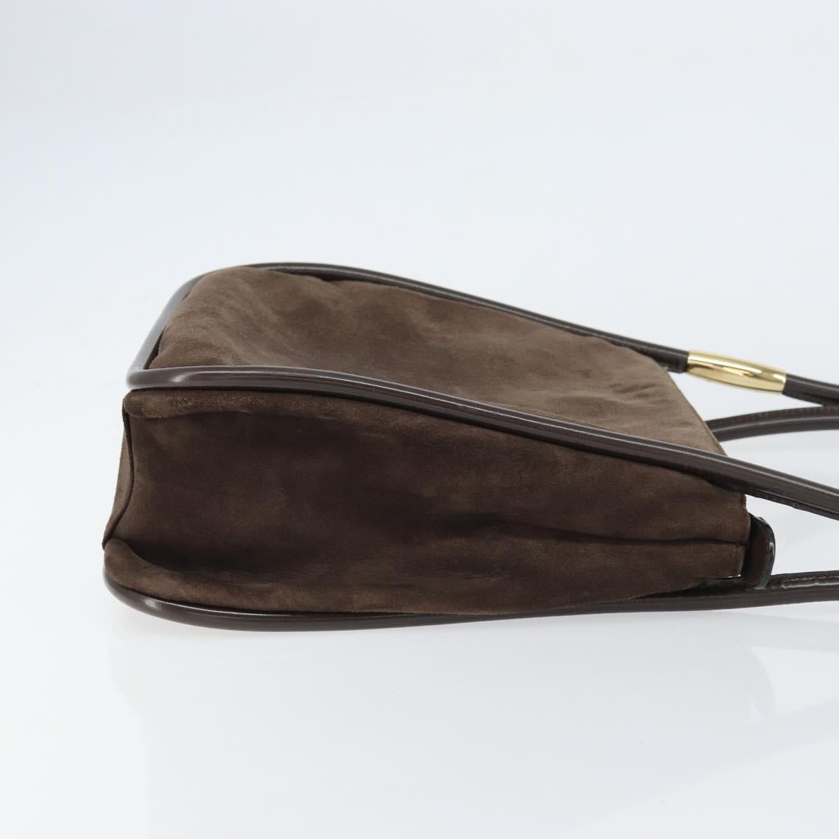 GUCCI Shoulder Bag Suede Brown Gold 000 2855 0550 0 Auth 156851