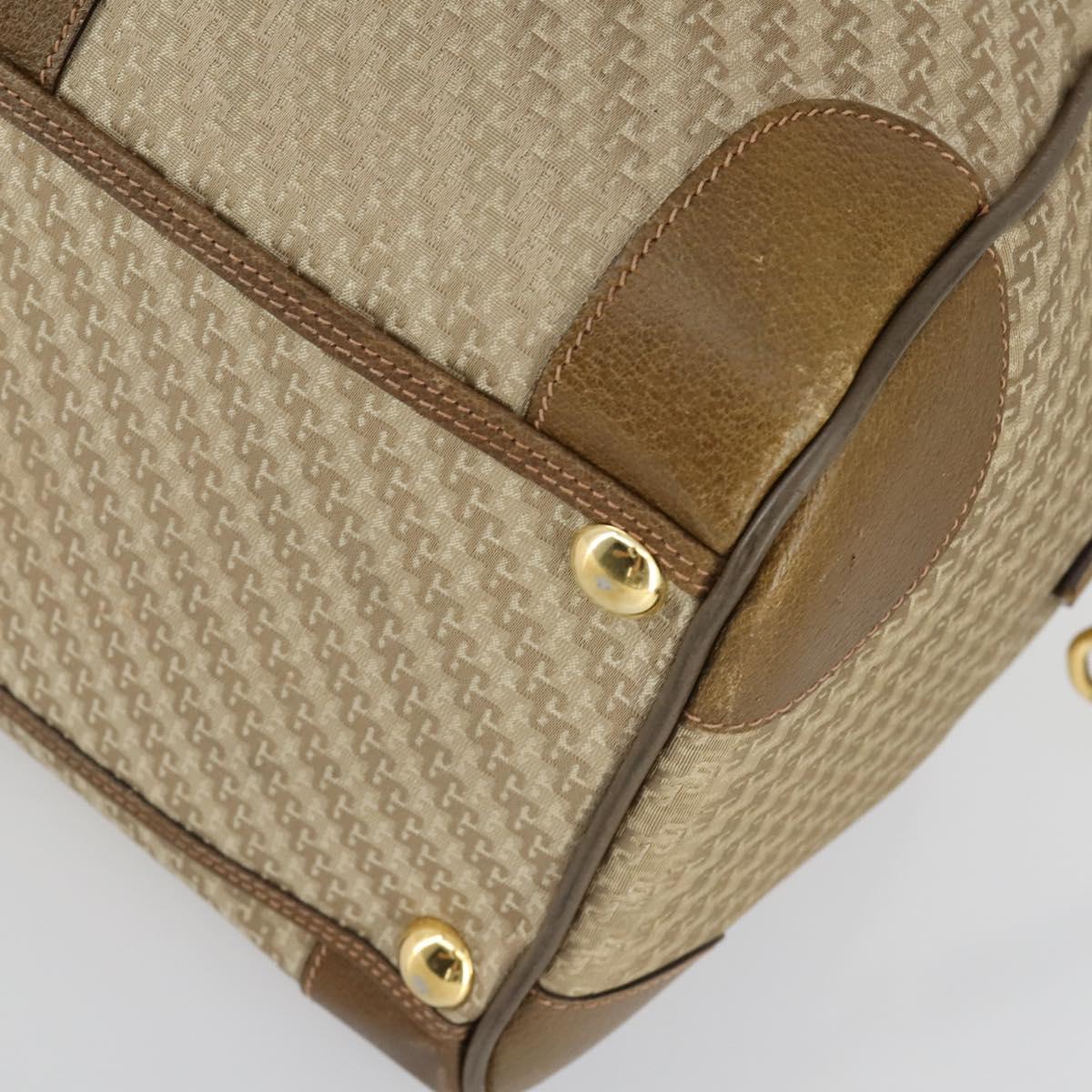 GUCCI Boston Bag Canvas 2way Beige Gold Auth 156852