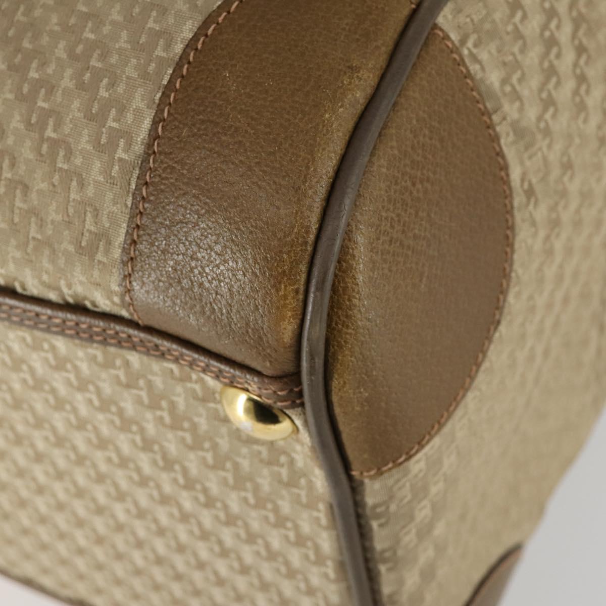 GUCCI Boston Bag Canvas 2way Beige Gold Auth 156852