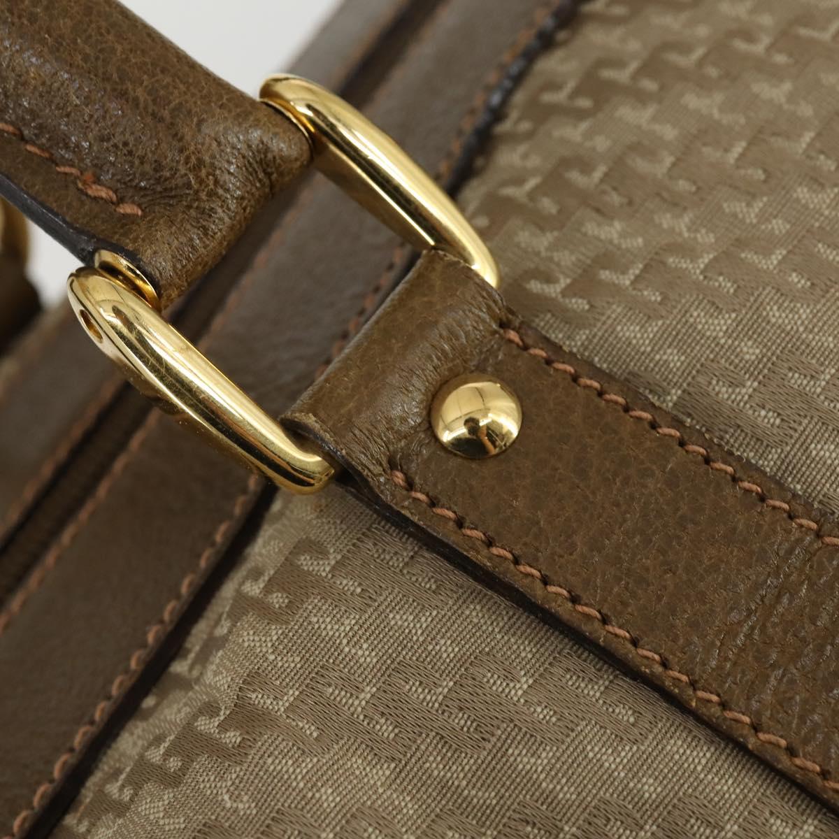 GUCCI Boston Bag Canvas 2way Beige Gold Auth 156852