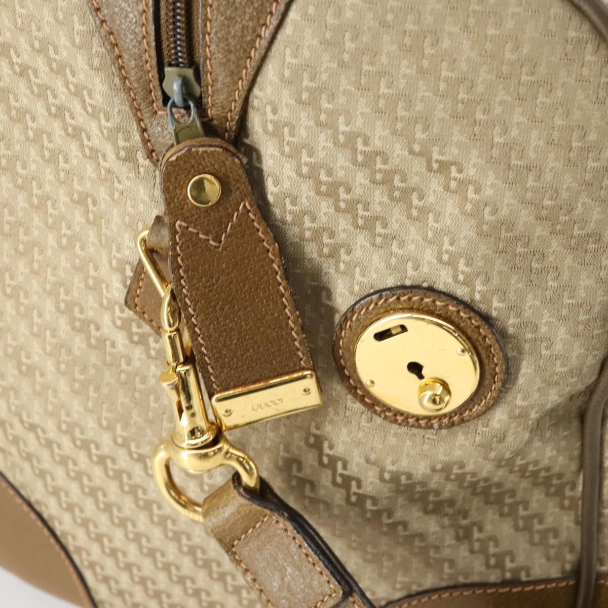 GUCCI Boston Bag Canvas 2way Beige Gold Auth 156852