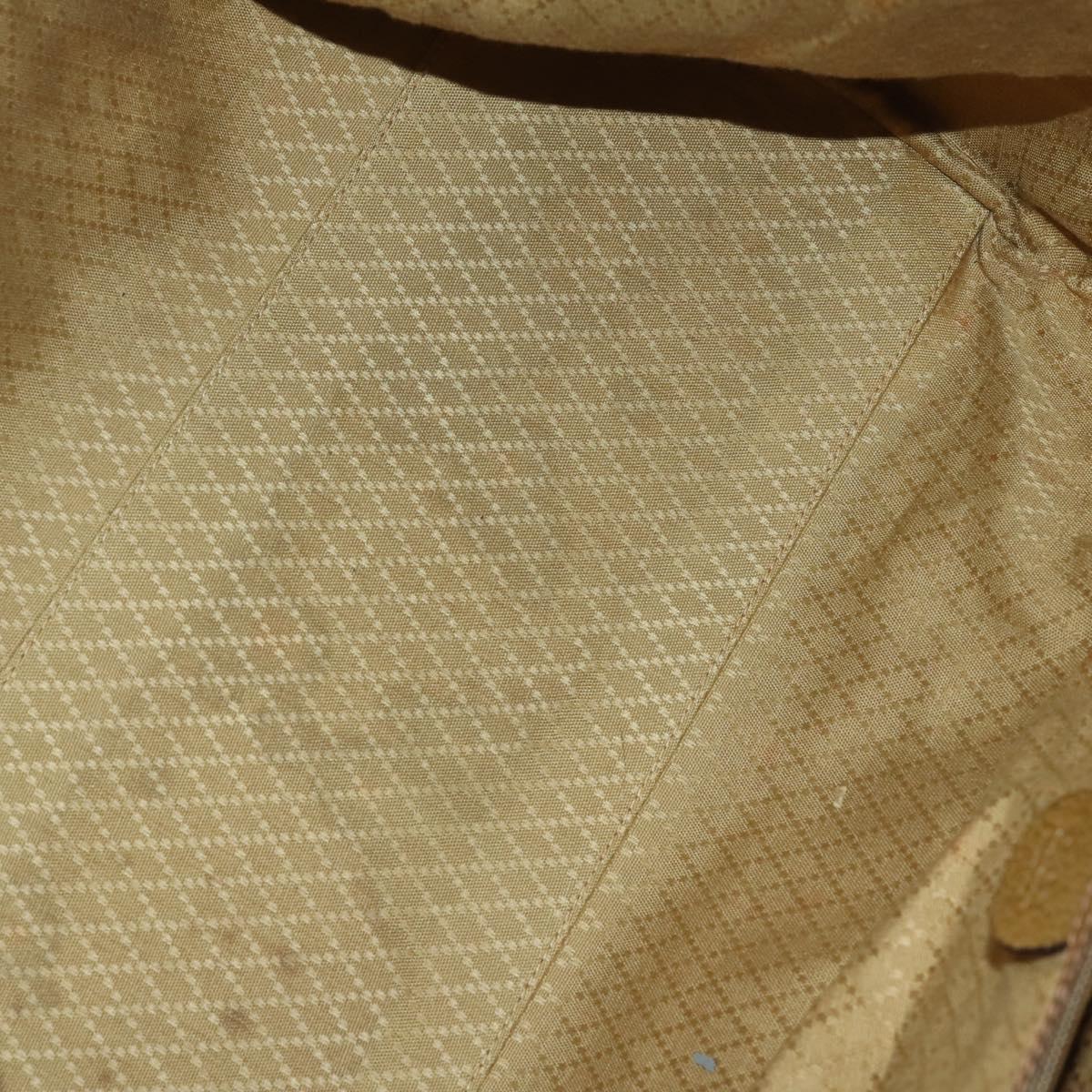 GUCCI Boston Bag Canvas 2way Beige Gold Auth 156852