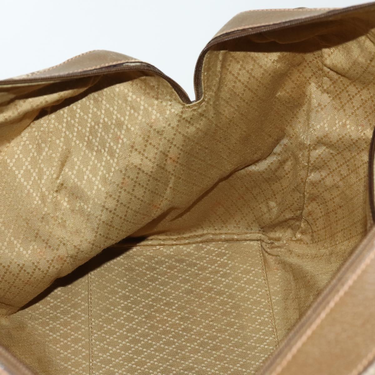 GUCCI Boston Bag Canvas 2way Beige Gold Auth 156852