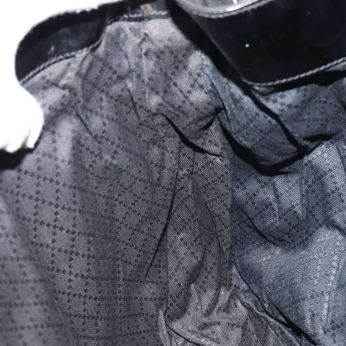 GUCCI Bamboo Hand Bag Nylon Black Silver 001 1998 1577 Auth 156855