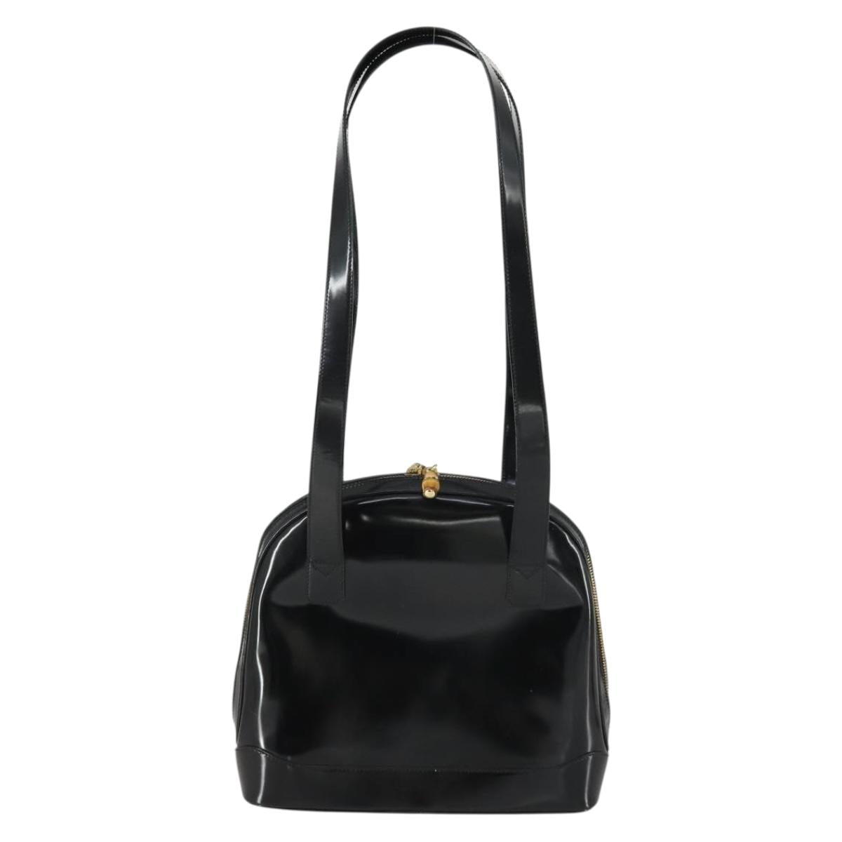 GUCCI Shoulder Bag Enamel Black Gold 001 1075 1650 0 Auth 156856