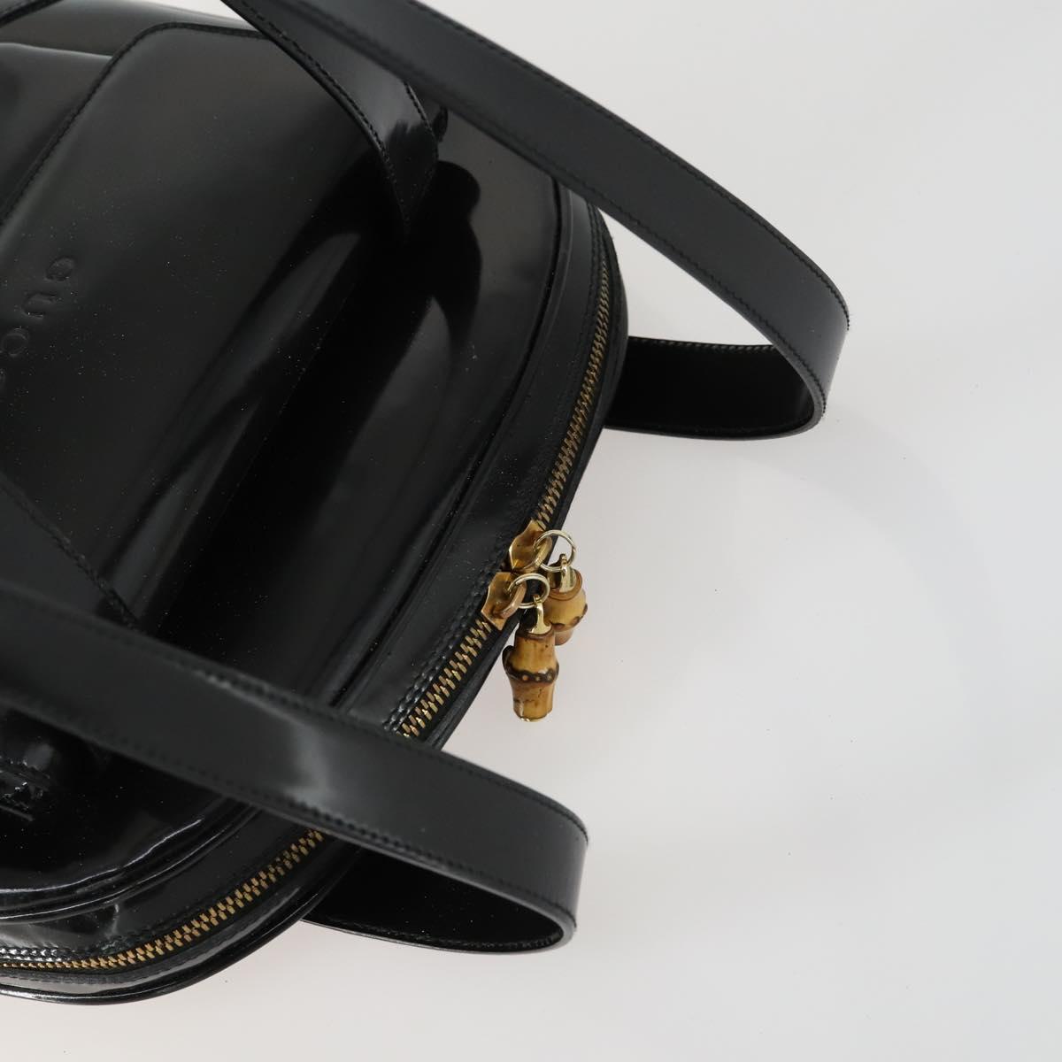 GUCCI Shoulder Bag Enamel Black Gold 001 1075 1650 0 Auth 156856