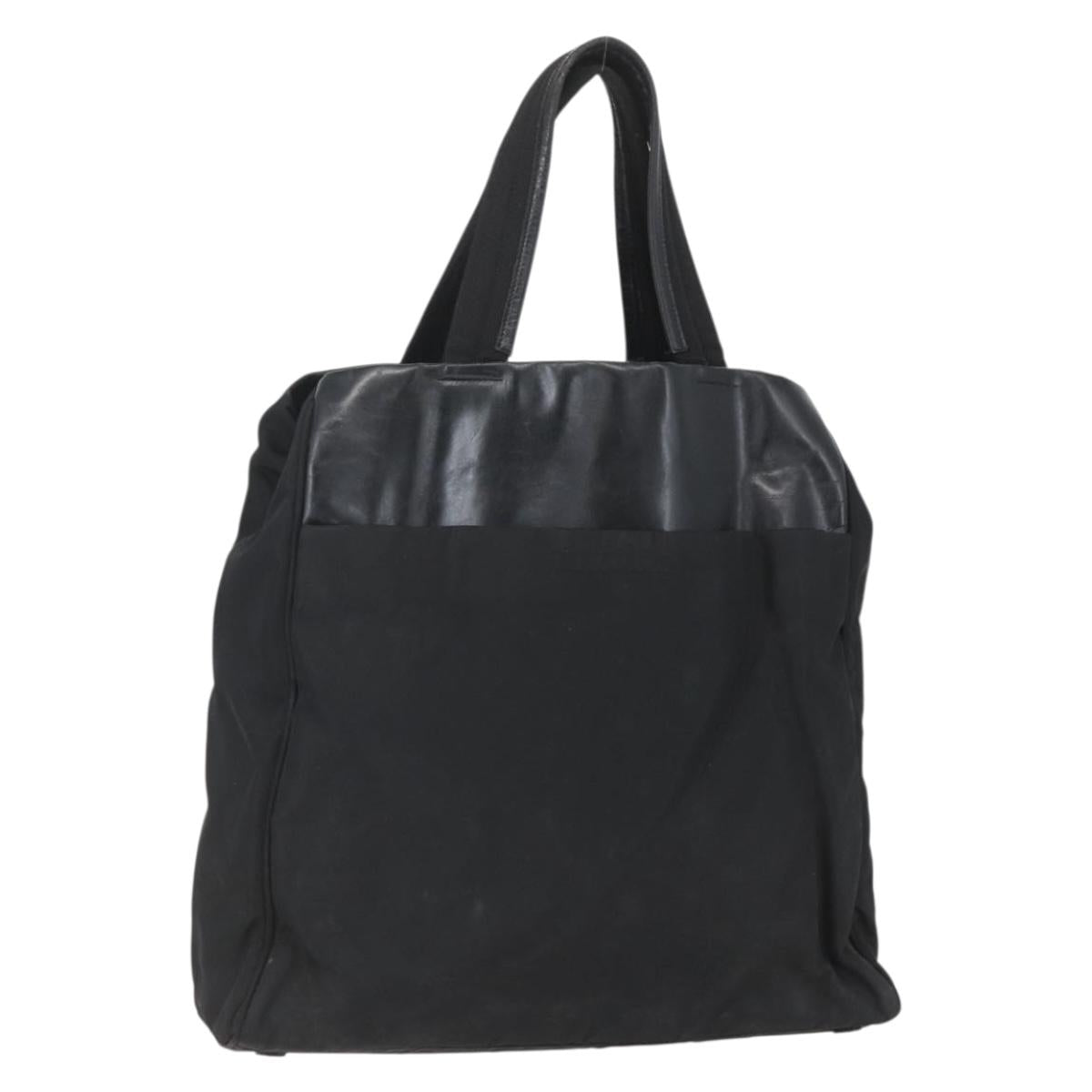 PRADA Tote Bag Nylon Leather Black Auth 156859
