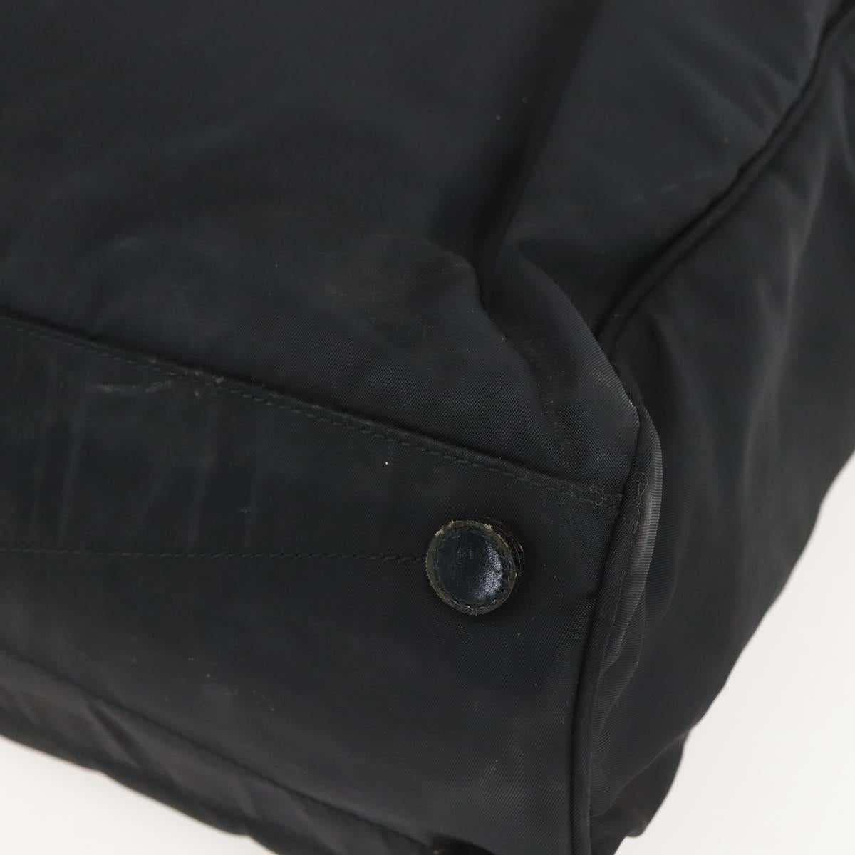 PRADA Tote Bag Nylon Leather Black Auth 156859