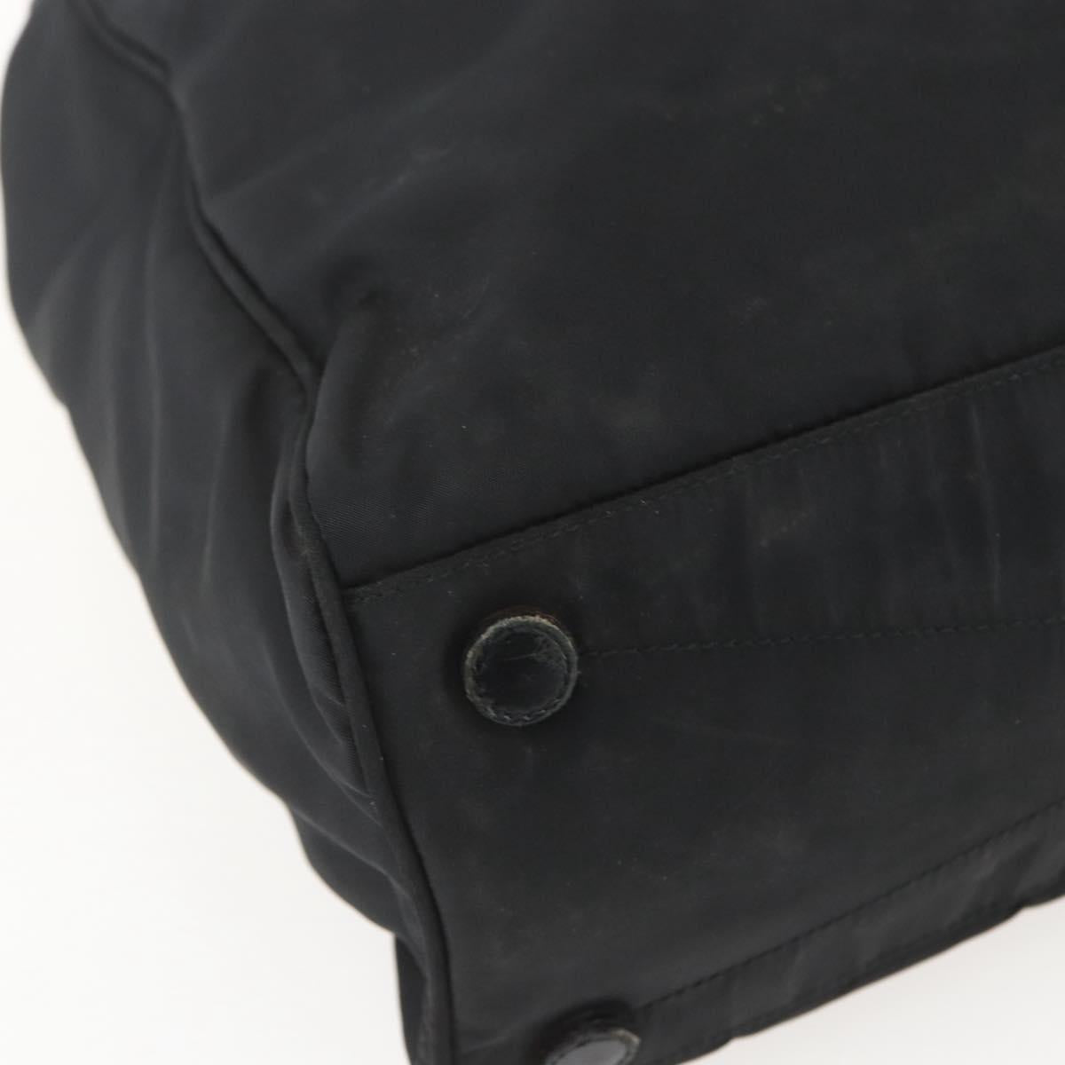 PRADA Tote Bag Nylon Leather Black Auth 156859