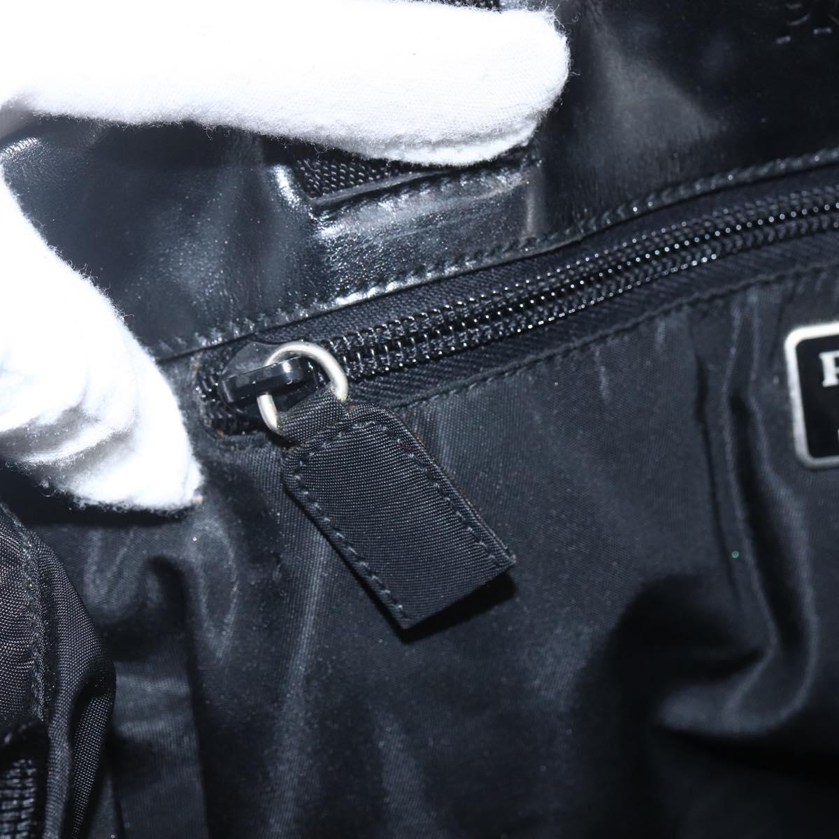 PRADA Tote Bag Nylon Leather Black Auth 156859