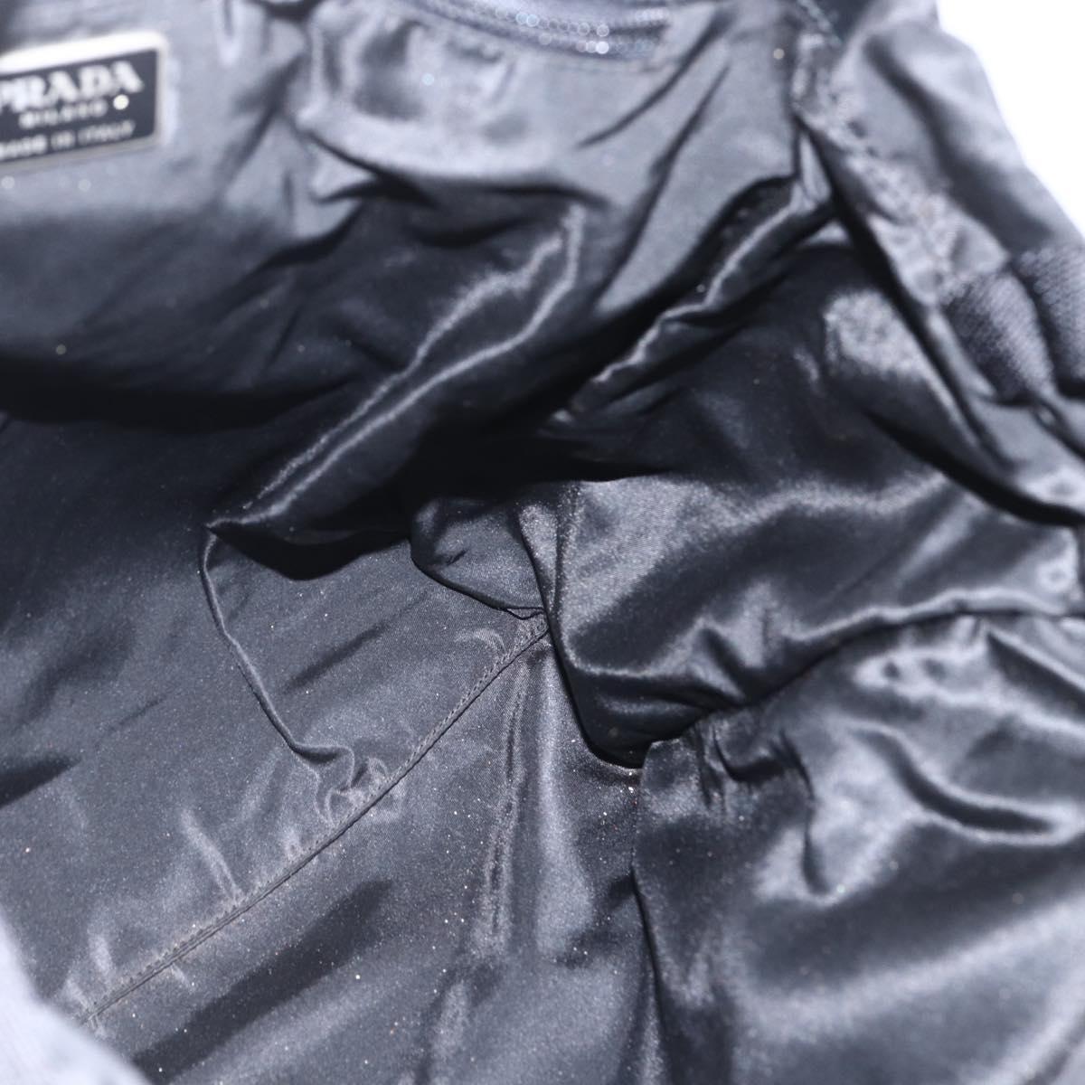 PRADA Tote Bag Nylon Leather Black Auth 156859