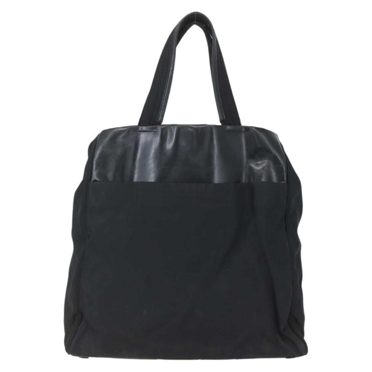 PRADA Tote Bag Nylon Leather Black Auth 156859