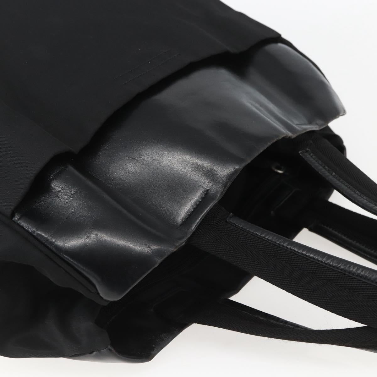 PRADA Tote Bag Nylon Leather Black Auth 156859