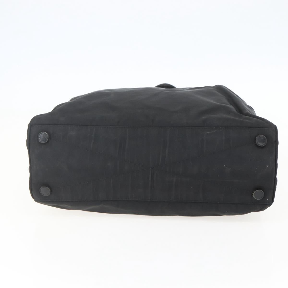 PRADA Tote Bag Nylon Leather Black Auth 156859