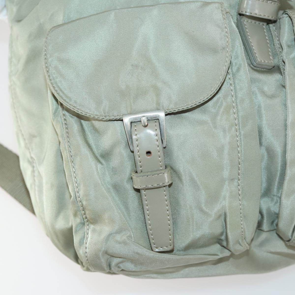 PRADA Backpack Nylon Beige Silver Auth 156861
