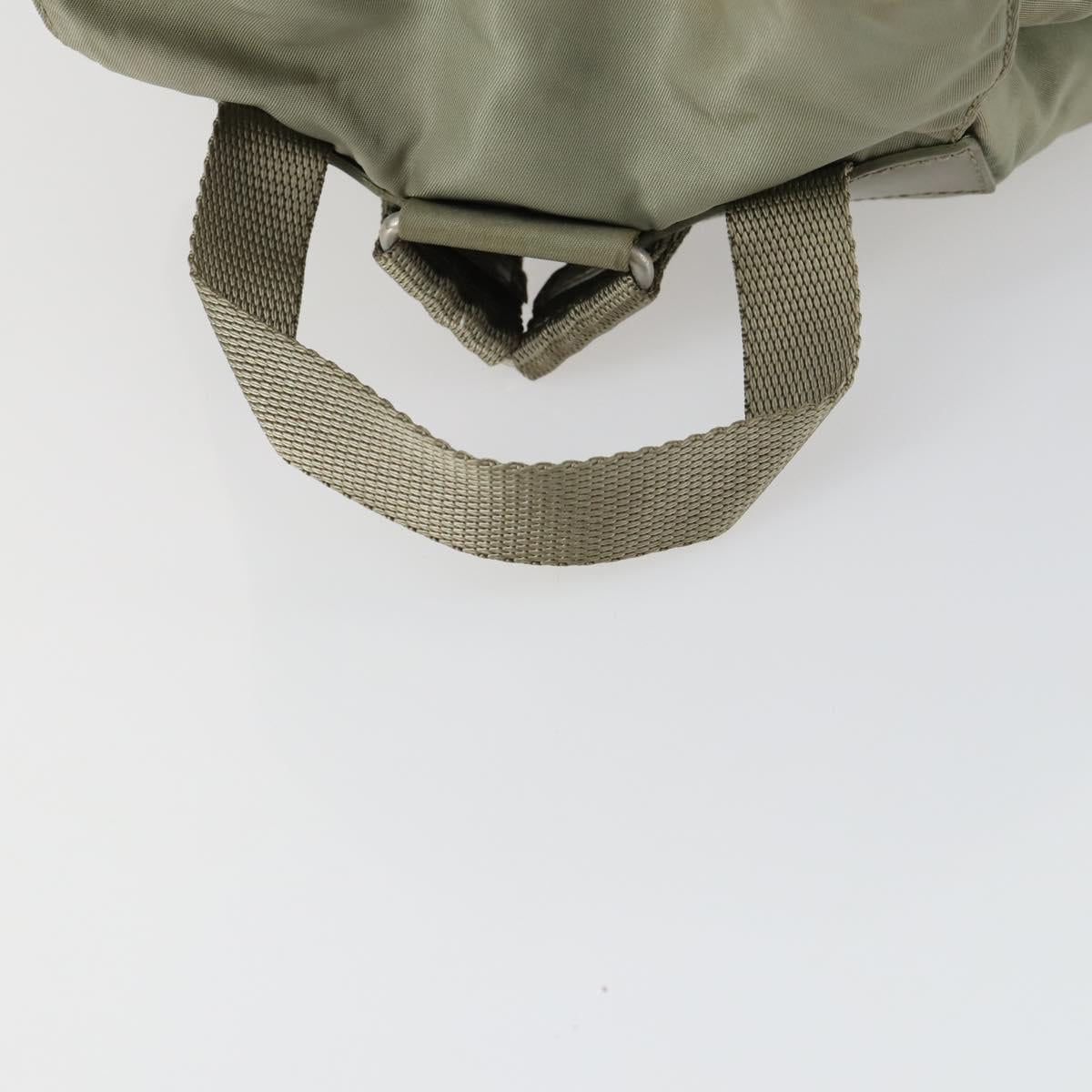 PRADA Backpack Nylon Beige Silver Auth 156861