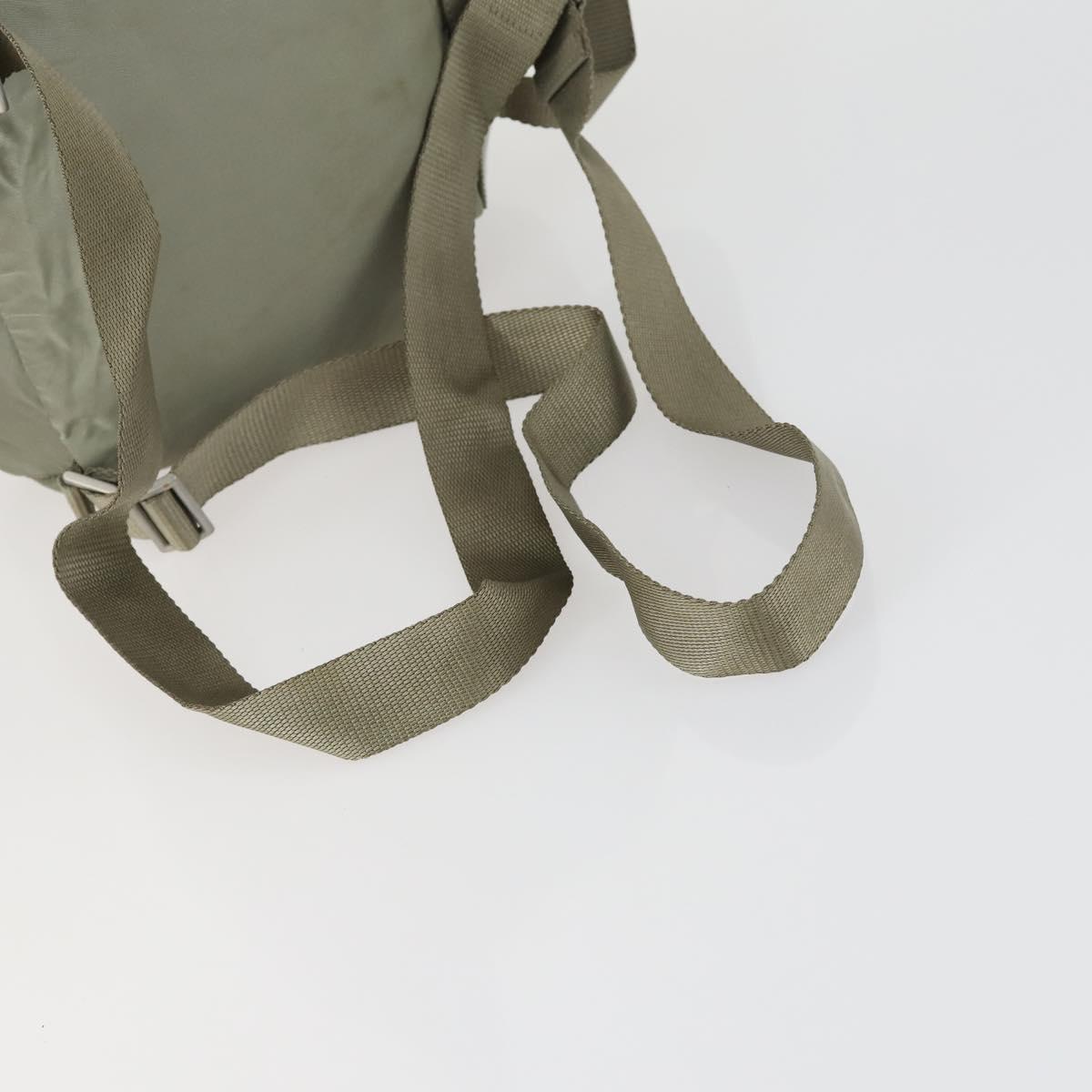 PRADA Backpack Nylon Beige Silver Auth 156861
