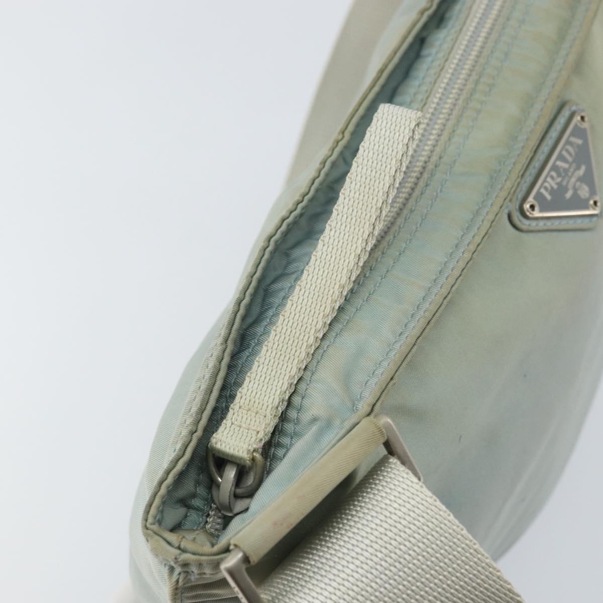 PRADA Shoulder Bag Nylon Light Blue Silver Auth 156862