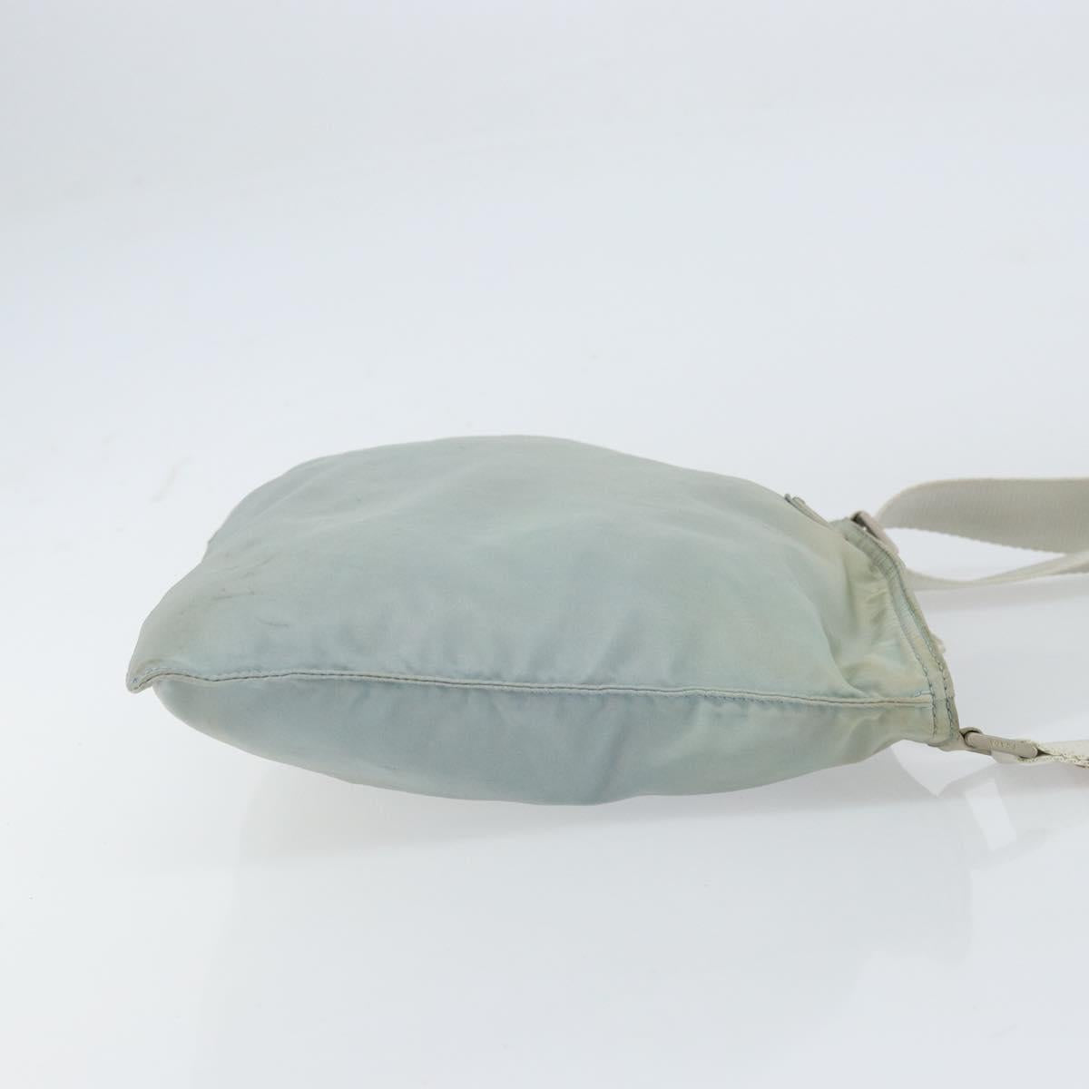 PRADA Shoulder Bag Nylon Light Blue Silver Auth 156862