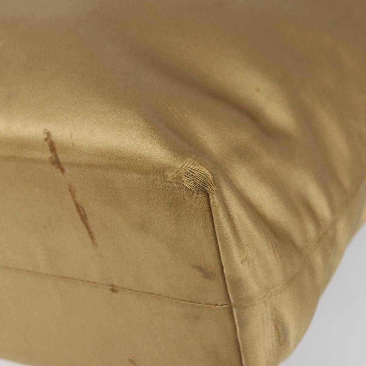 PRADA Tote Bag Satin Beige Silver Auth 156863