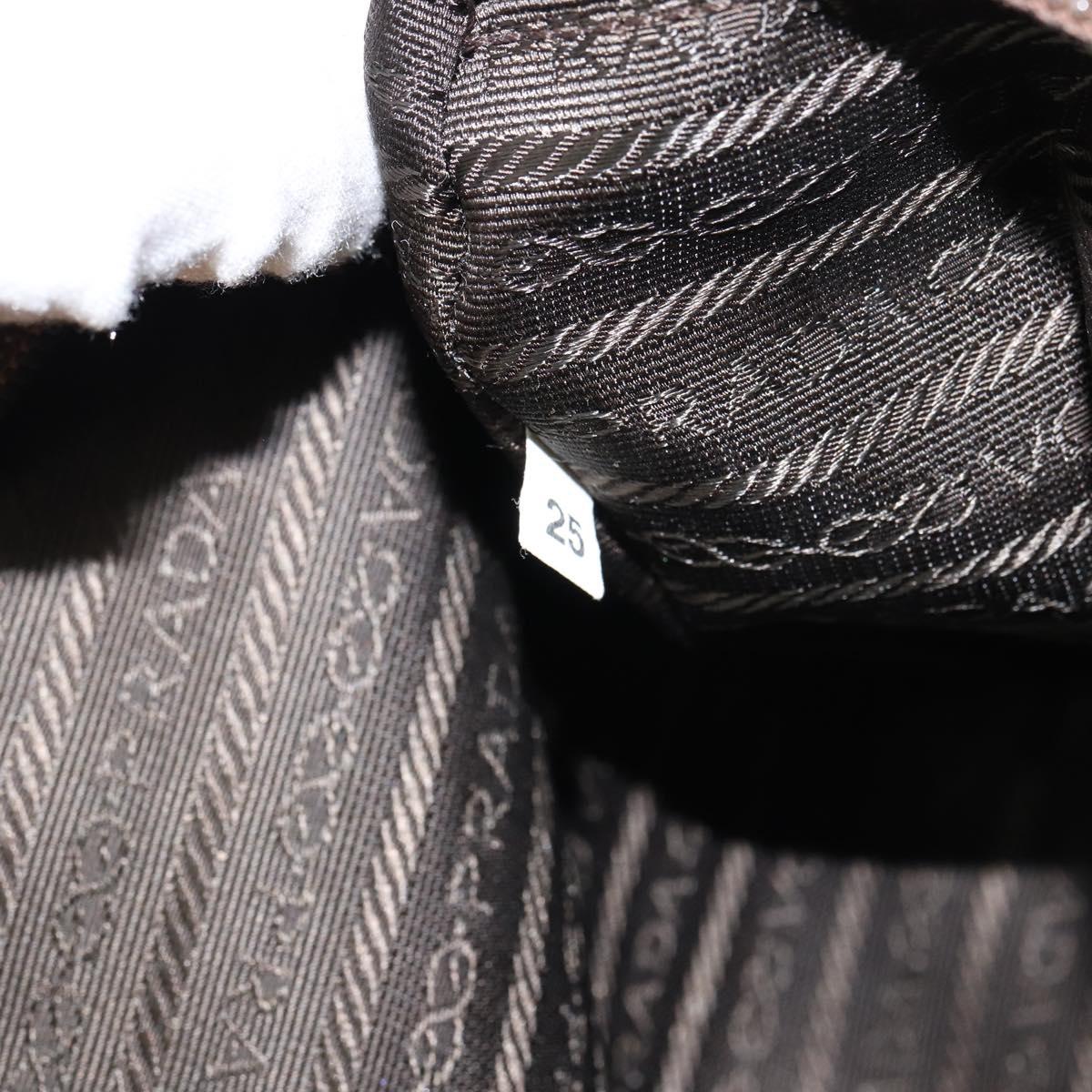 PRADA Tote Bag Satin Beige Silver Auth 156863