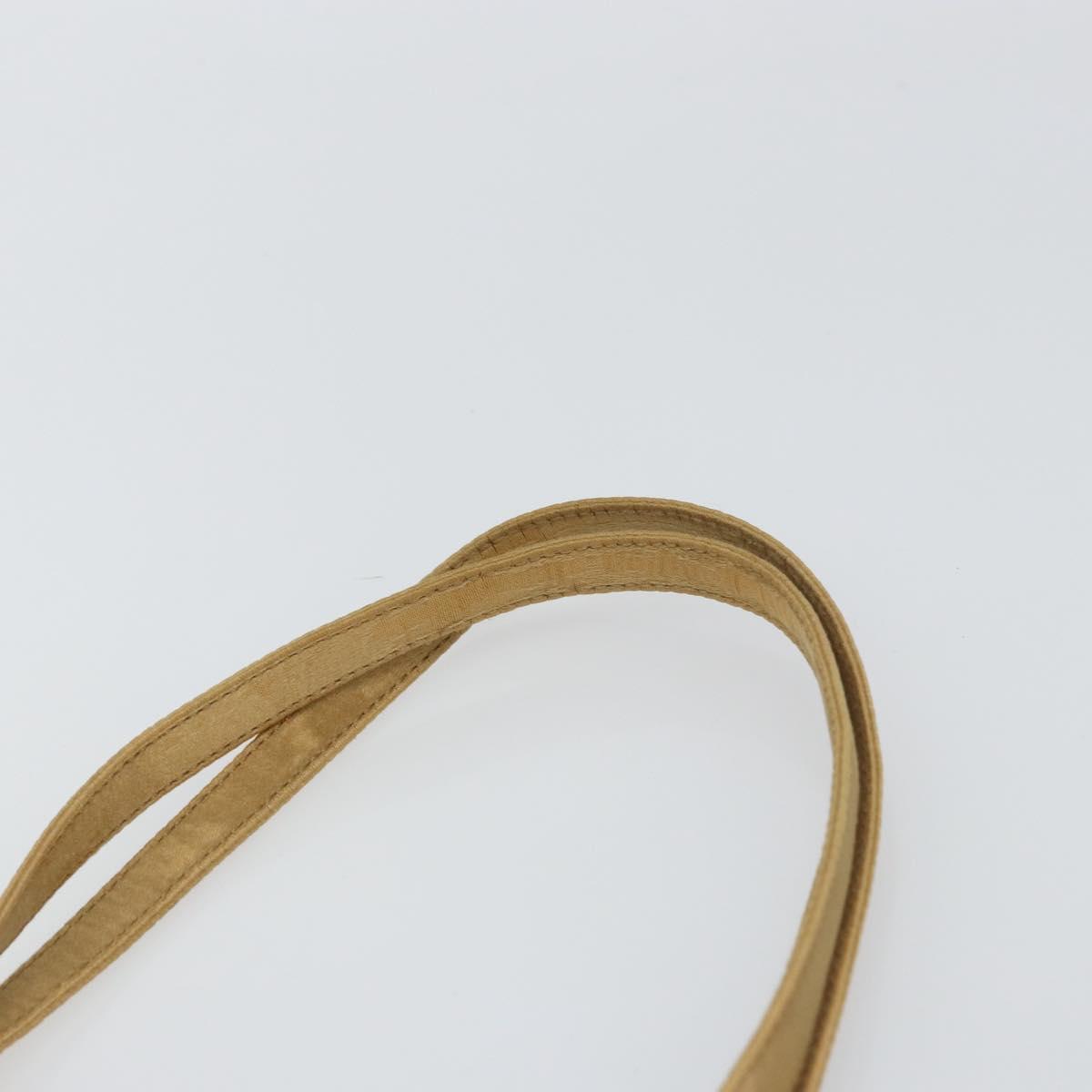 PRADA Tote Bag Satin Beige Silver Auth 156863