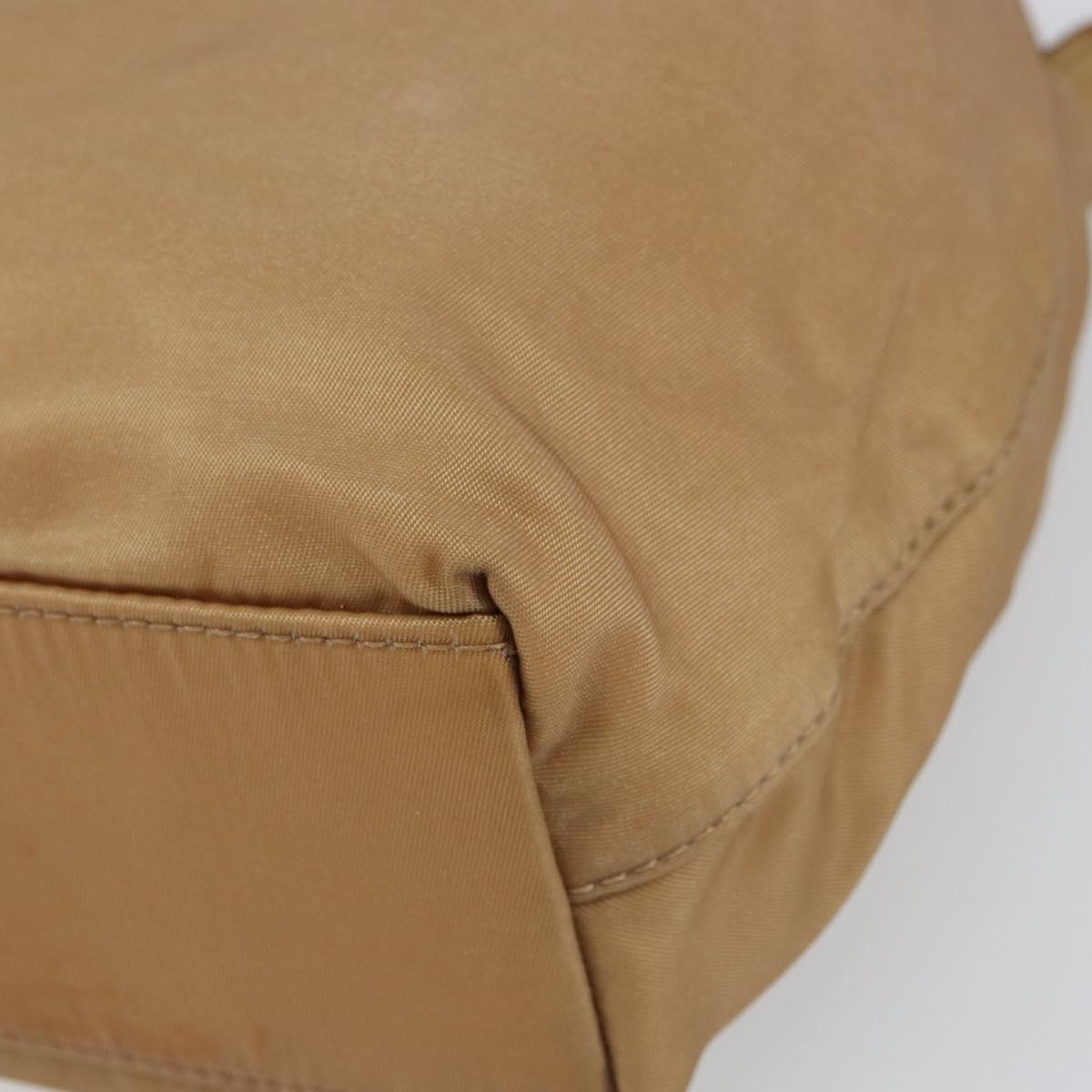 Christian Dior Maris Pearl Hand Bag Nylon Beige Silver Auth 156866