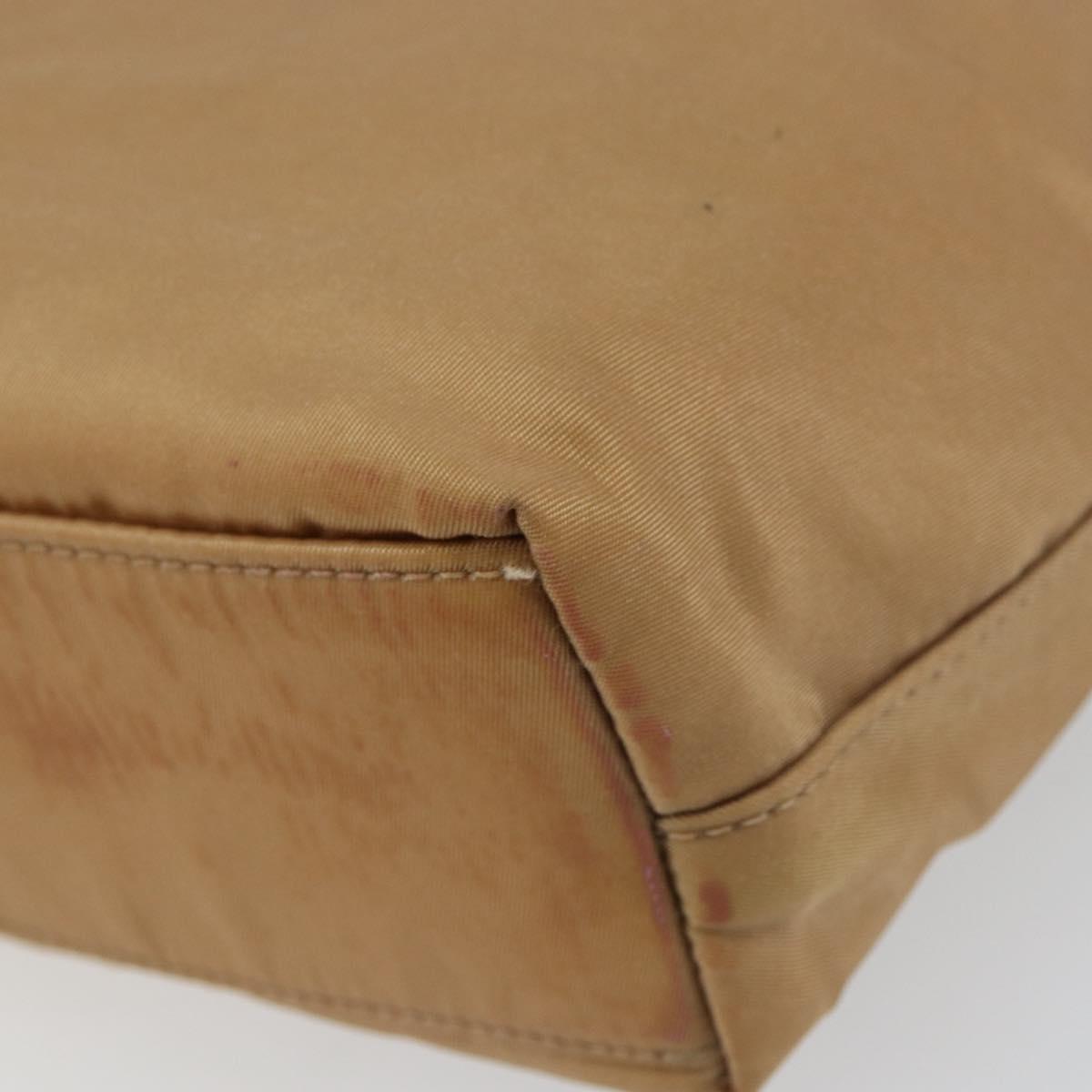 Christian Dior Maris Pearl Hand Bag Nylon Beige Silver Auth 156866