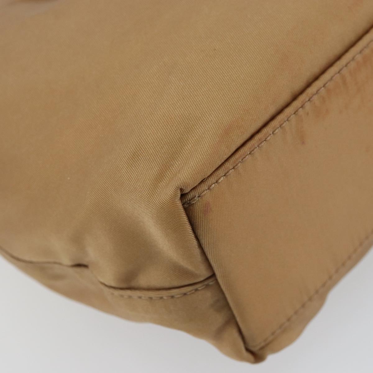 Christian Dior Maris Pearl Hand Bag Nylon Beige Silver Auth 156866