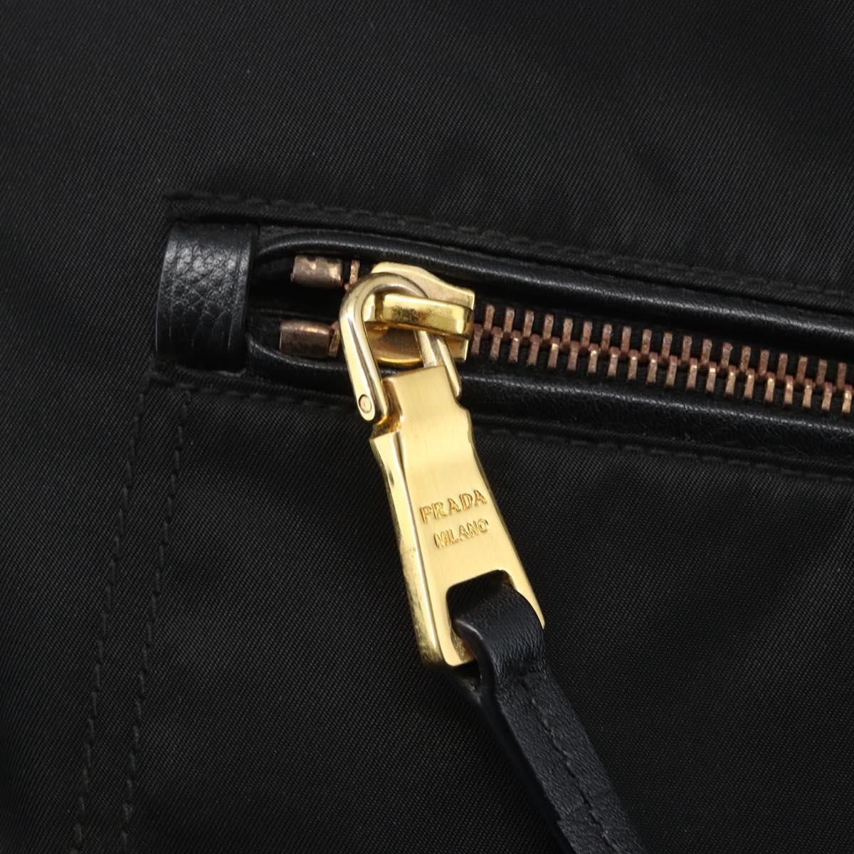 PRADA Tote Bag Nylon Black Gold Auth 156867V