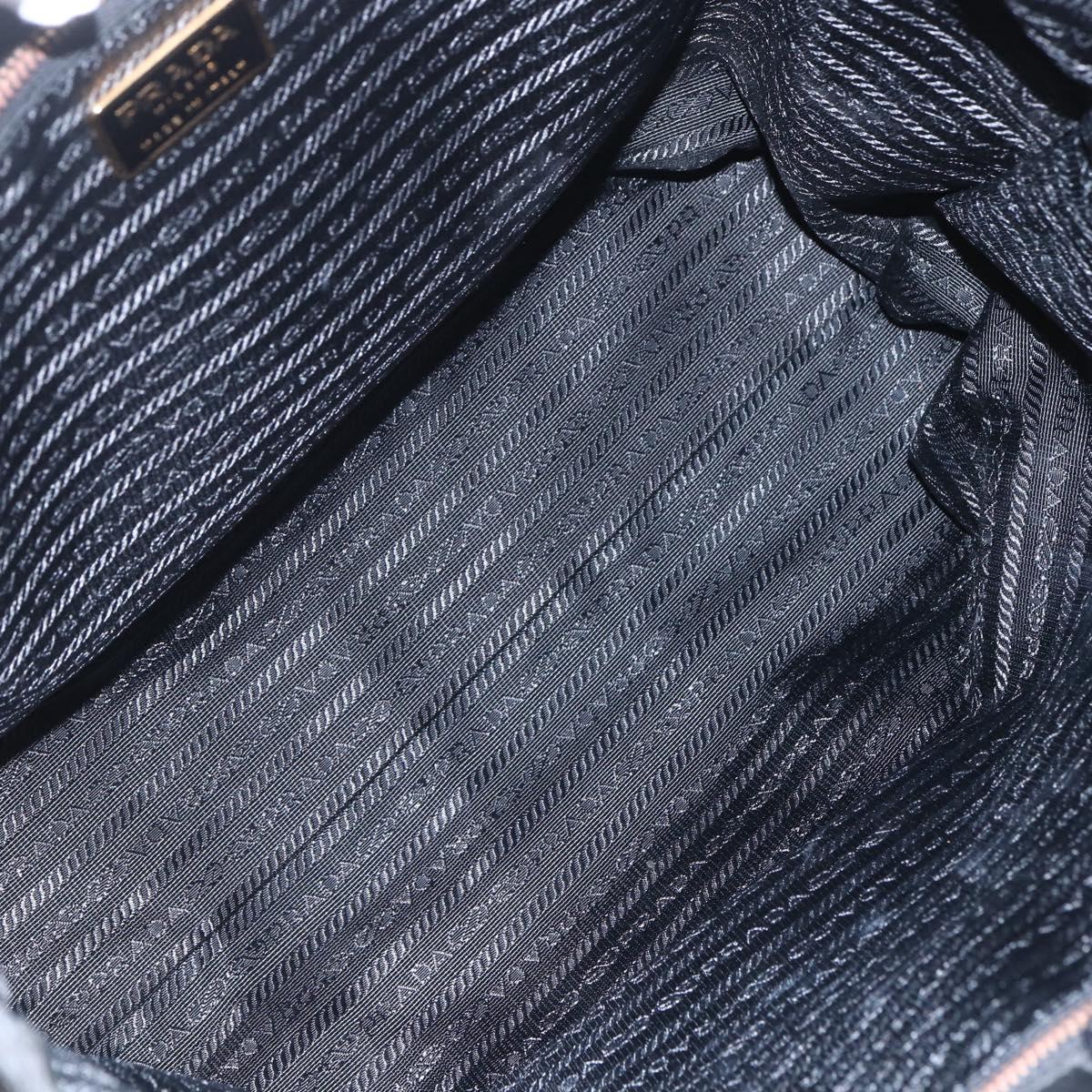 PRADA Tote Bag Nylon Black Gold Auth 156867V