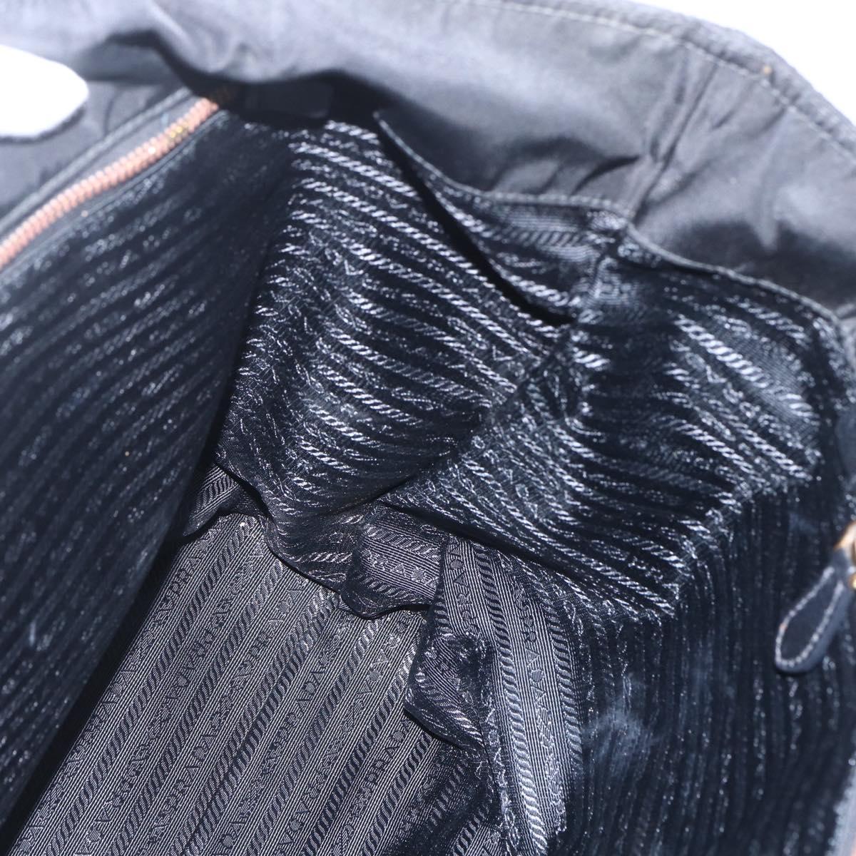 PRADA Tote Bag Nylon Black Gold Auth 156867V