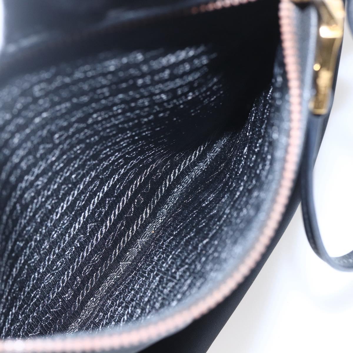 PRADA Tote Bag Nylon Black Gold Auth 156867V