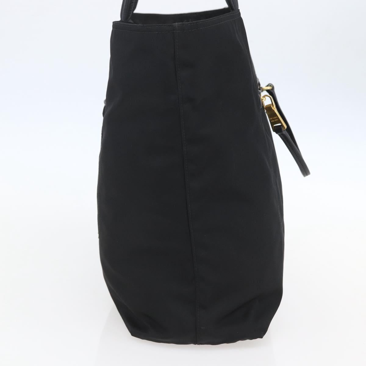 PRADA Tote Bag Nylon Black Gold Auth 156867V