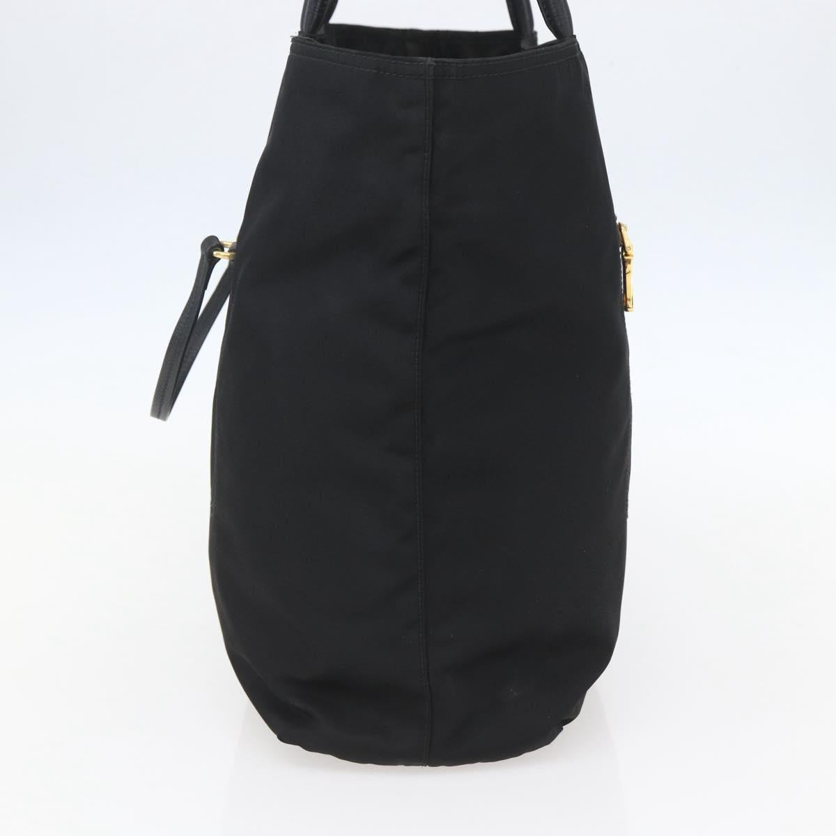 PRADA Tote Bag Nylon Black Gold Auth 156867V