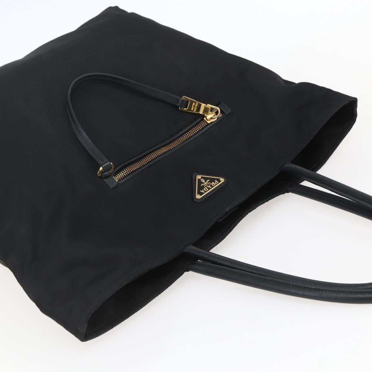 PRADA Tote Bag Nylon Black Gold Auth 156867V
