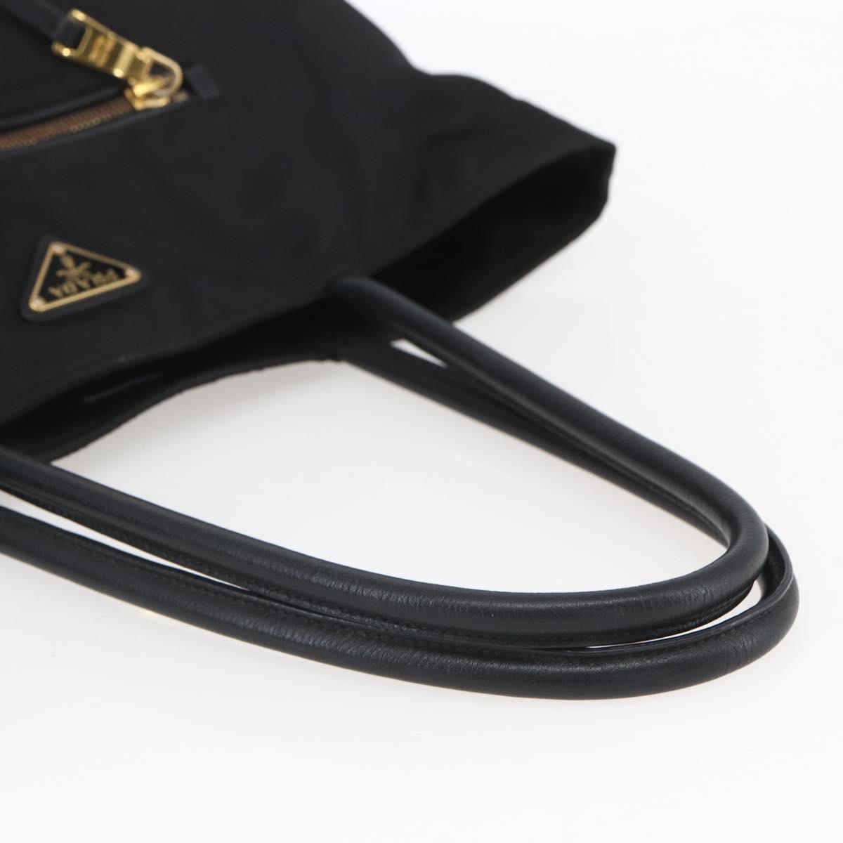 PRADA Tote Bag Nylon Black Gold Auth 156867V