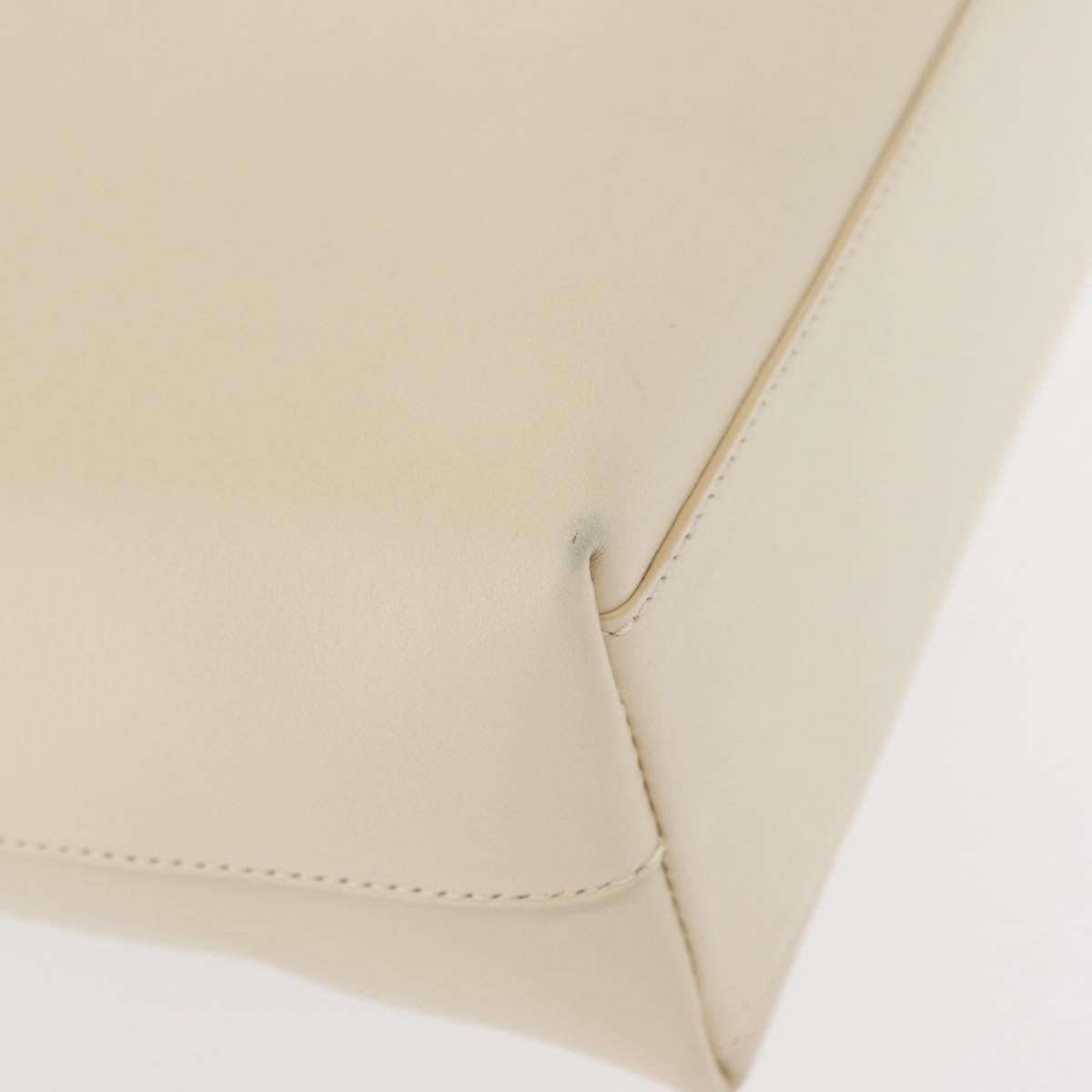 PRADA Hand Bag Leather White Auth 156869