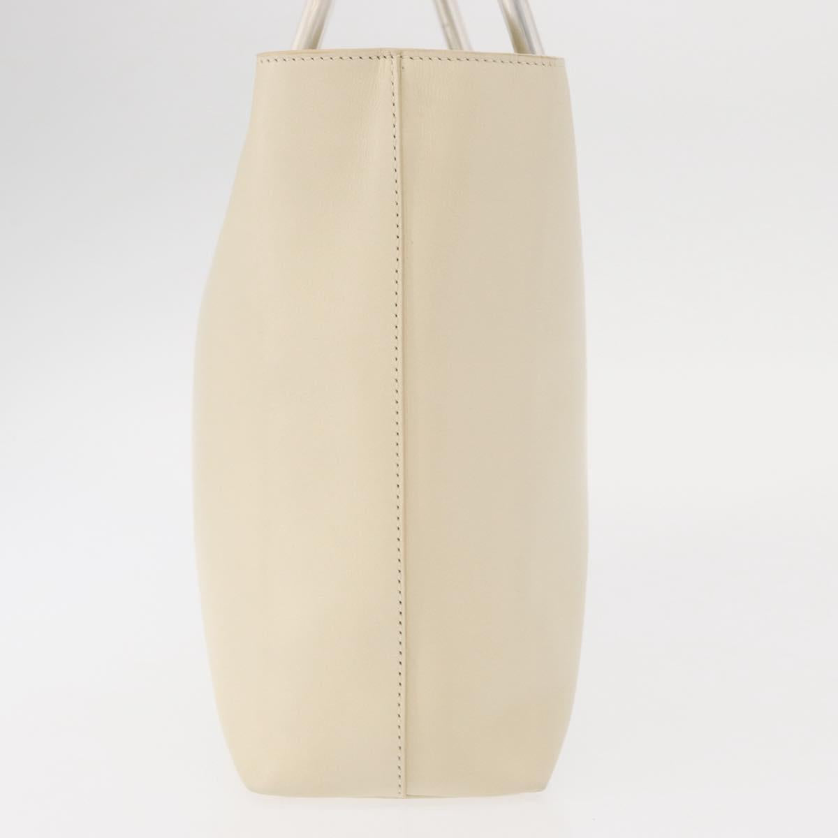 PRADA Hand Bag Leather White Auth 156869