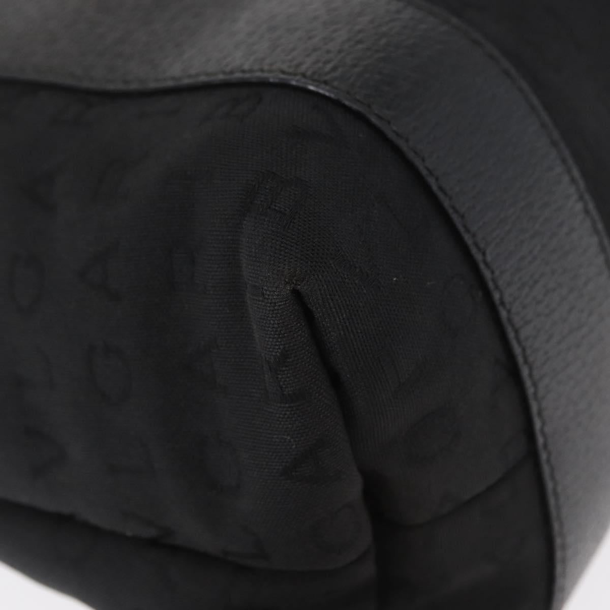 BVLGARI Logo Mania Tote Bag Canvas Black Silver Auth 156876