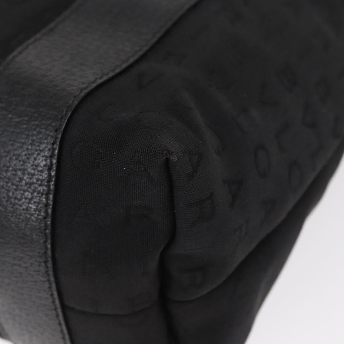 BVLGARI Logo Mania Tote Bag Canvas Black Silver Auth 156876